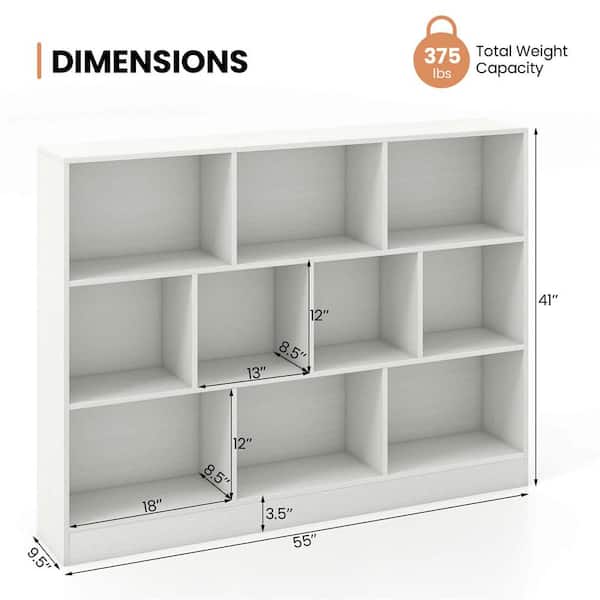 Costway 41 in. Tall White Engineered Wood 10-Shelf Standard