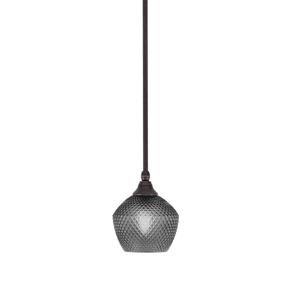 Sparta 100-Watt 1-Light Dark Granite Shaded Pendant Light with Smoke Glass,