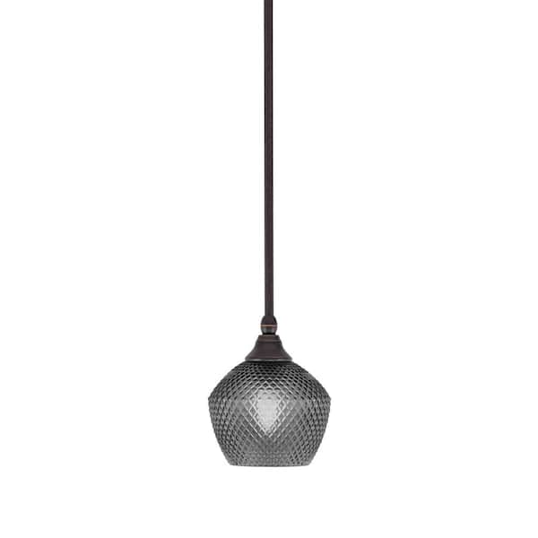 Unbranded Sparta 100-Watt 1-Light Dark Granite Shaded Pendant Light with Smoke Glass, No Bulb Included