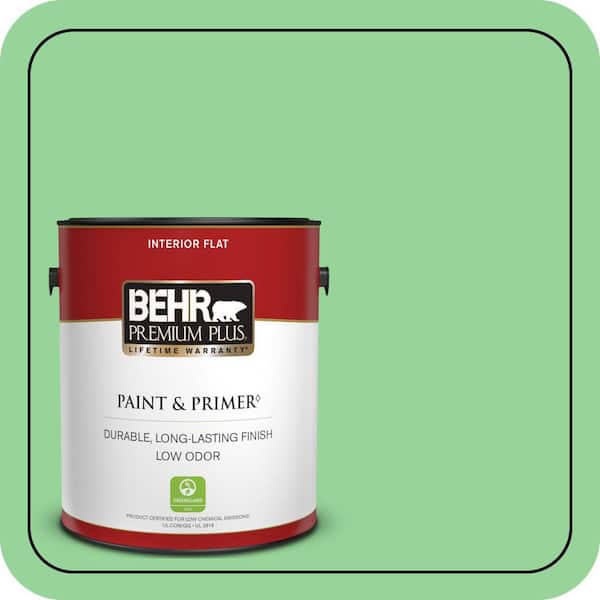 BEHR PREMIUM PLUS 1 gal. #P390-4 Young Green Flat Low Odor Interior Paint & Primer