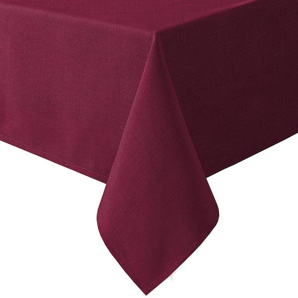 60 in. x 120 in. Linen Textured Table Cloths, Spill-Proof Waterproof Table Cover for Dining, Red