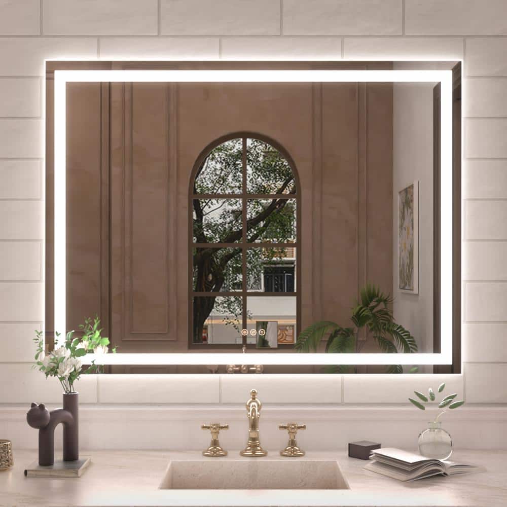 Hermitage Bath Orliva 48 in. W x 36 in. H Rectangular Frameless LED ...