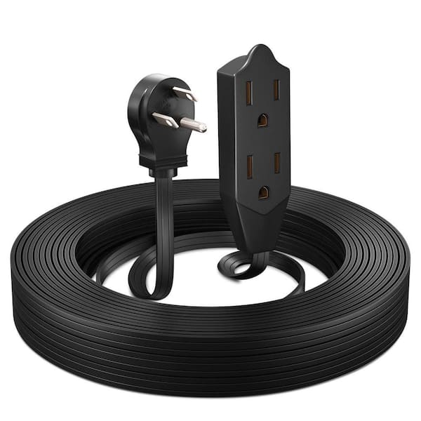 50 ft. 16 / 3 Light Duty Indoor Extension Cord with Angled  Plug 3-Outlet 13 Amp Black