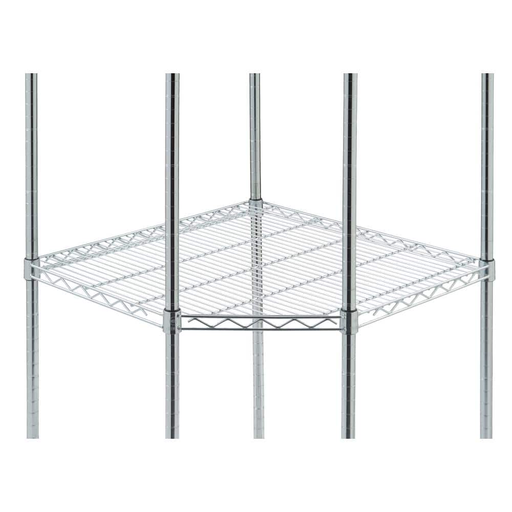 Adjustable Gray Steel 4-Tier Corner Shelving Unit with Wheels