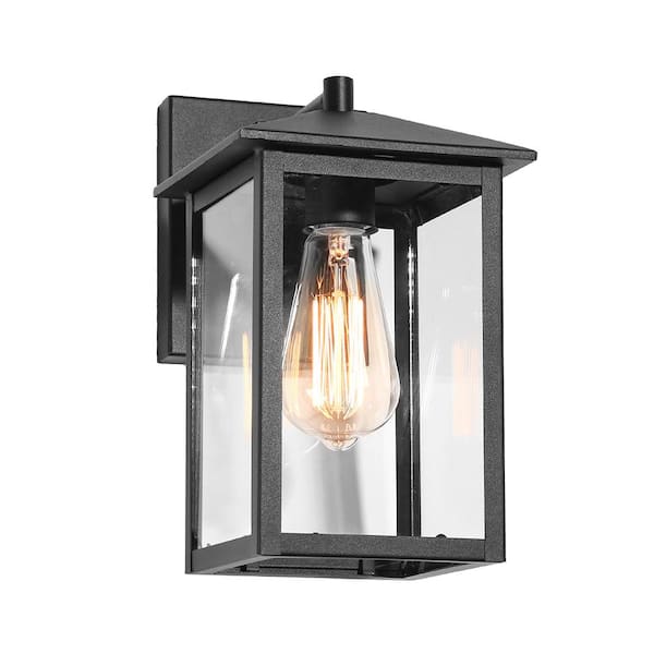 LNC Modern 1-Light Black Outdoor Wall Lantern Sconce with Clear Glass Shade Porch Patio Lights for Garden Decor