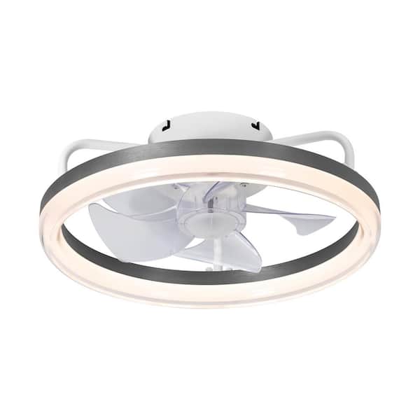 Lamober 16 in. Indoor Integrated LED Black Ceiling Fan with Light with Acrylic Lampshade and Remote Included