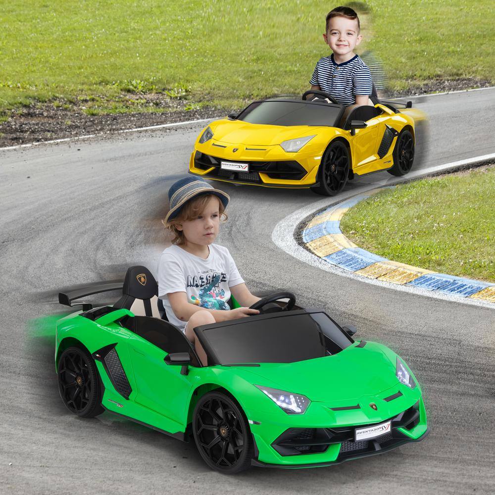 24V Green Lamborghini Ride-On Car with Dual Motors and Remote Control