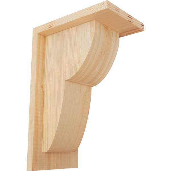 Ekena Millwork 5-1/2 in. x 8 in. x 12 in. Douglas Fir Crestline Smooth Corbel with Backplate