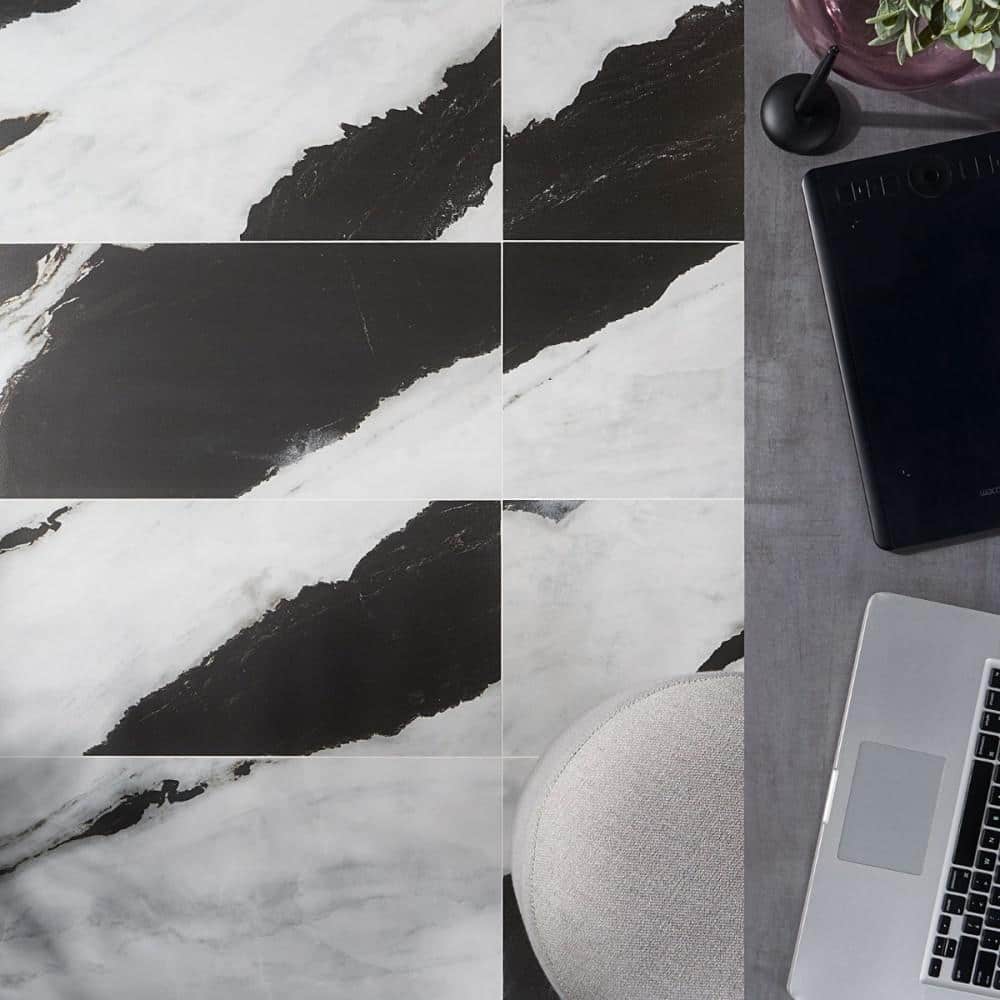 Saroshi Panda White Matte Porcelain Marble Look Floor and Wall Tile