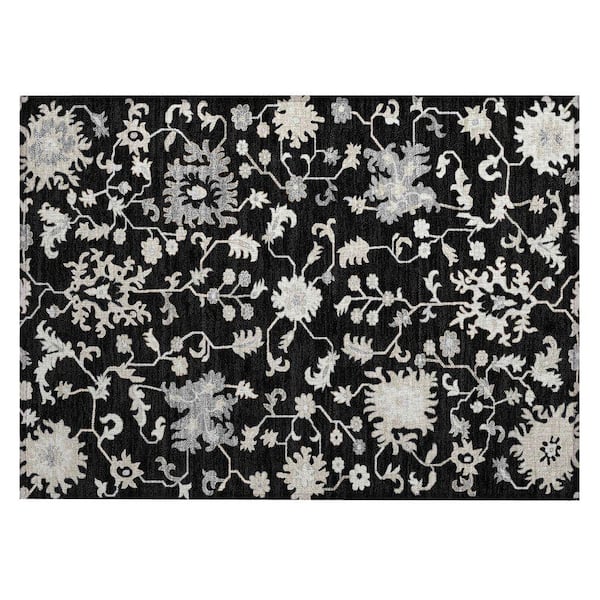 Chantille Machine Washable Indoor/Outdoor Abstract ACN1854 Black 2 ft. x 3 ft. Accent Rug
