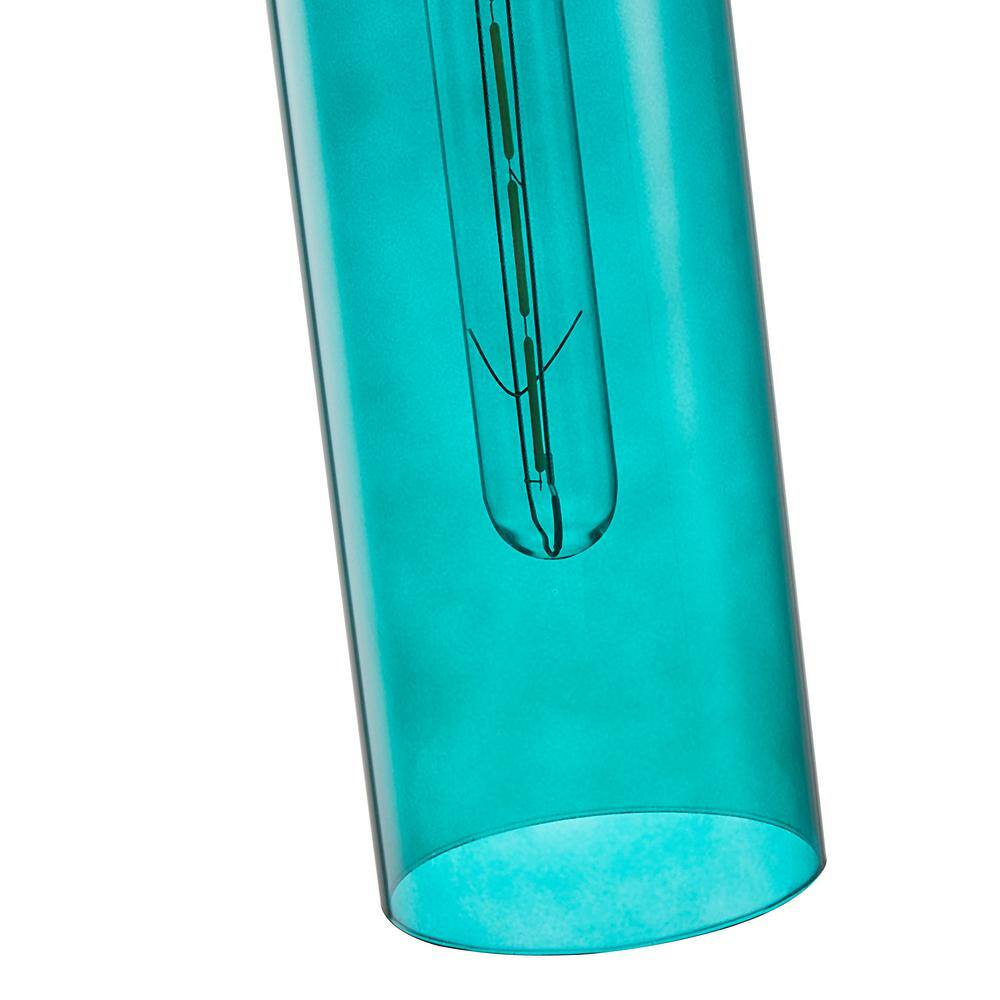 Modern Green Glass Cylinder Pendant Light with Gold Finish
