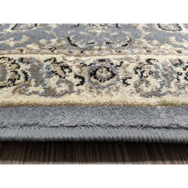 Alba Grey Blue 8 ft. x 11 ft. Traditional Oriental Floral Area Rug