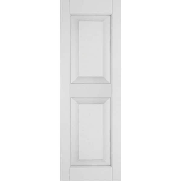Ekena Millwork 12 in. x 25 in. Exterior Real Wood Pine Raised Panel Shutters Pair Primed