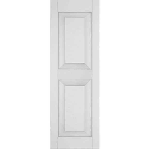 Ekena Millwork 12 in. x 59 in. Exterior Real Wood Western Red Cedar Raised Panel Shutters Pair Primed