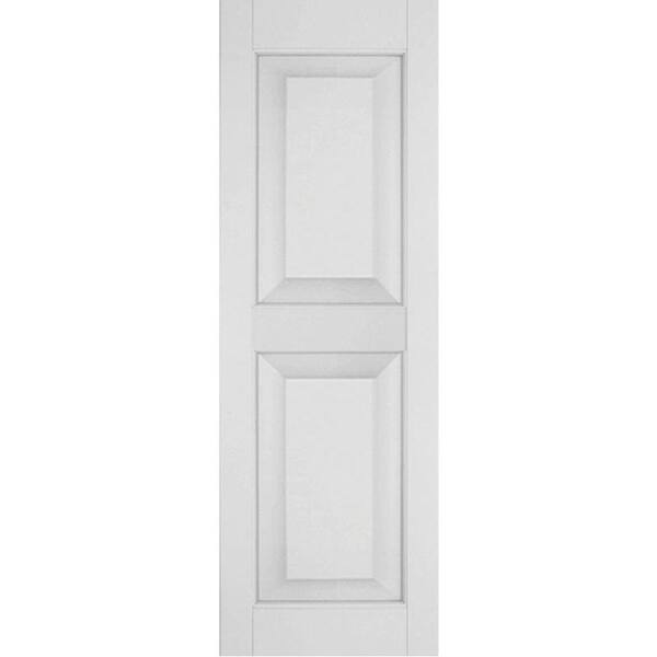 Ekena Millwork 15 in. x 65 in. Exterior Real Wood Pine Raised Panel Shutters Pair Primed