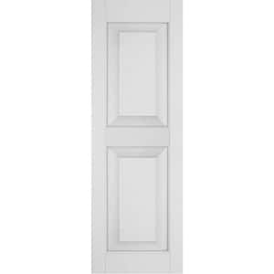 15 in. x 78 in. Exterior Real Wood Pine Raised Panel Shutters Pair Primed