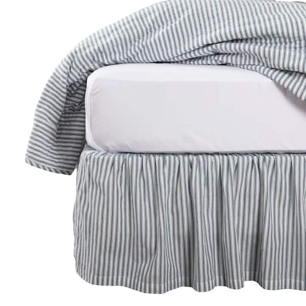 16 in. Gathered Blue Queen Bed Skirt