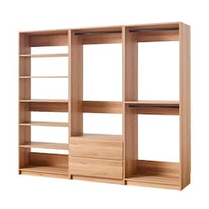 Prosper 96 in. W Oak Tower System Freestanding-Shelf Walk-in Wood Closet System