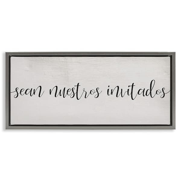 Stupell Industries Be Our Guests Plural by Lil' Rue Gray Floater Frame Typography Graphic Art Print 14 in. x 31 in.
