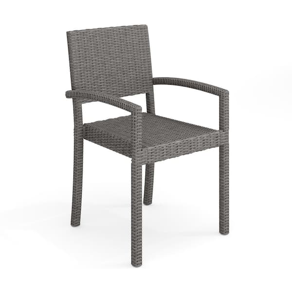 Bedford Stackable Rattan Outdoor Dining Chair in Gray