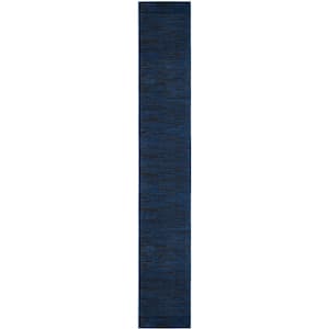 Essentials 2 ft. x 20 ft. Midnight Blue Solid Contemporary Kitchen Runner Indoor/Outdoor Area Rug