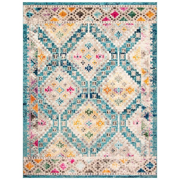 SAFAVIEH Madison Dark Blue/Yellow 8 ft. x 10 ft. Geometric Area Rug