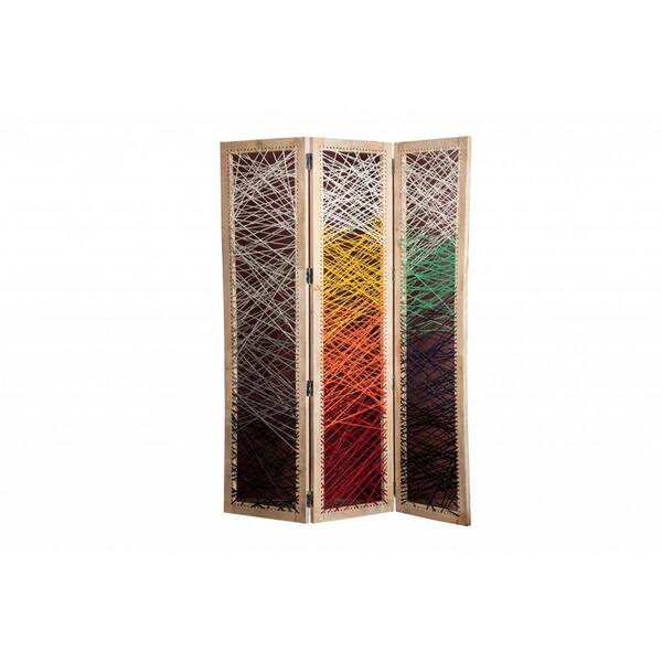 HomeRoots Mariana 72 in Panel Multicolor Fabric And Wood Crisscross Screen  342767 - The Home Depot