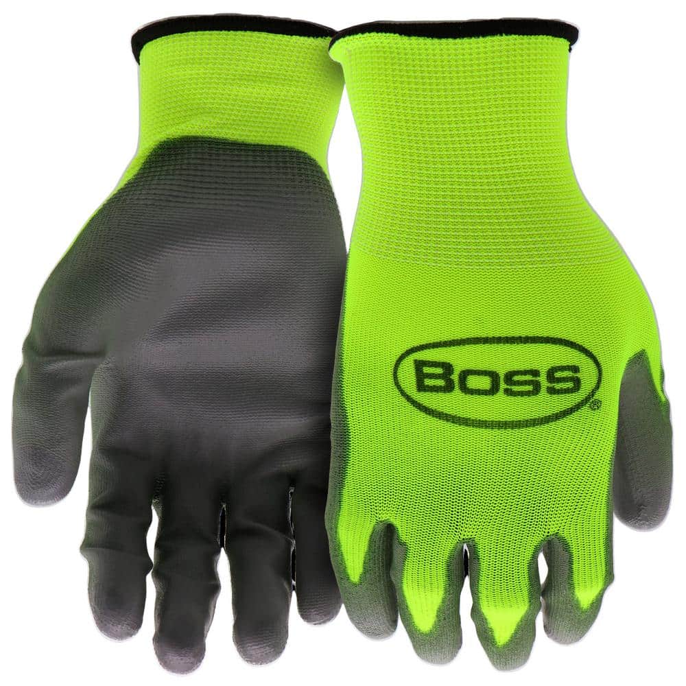 cabriolet Flad Risikabel Boss Tactile Grip Men's Large Hi Vis Green Polyurethane Coated Anti-Slip  Gloves with Touchscreen Capability (12-Pack) B33141-L12P - The Home Depot