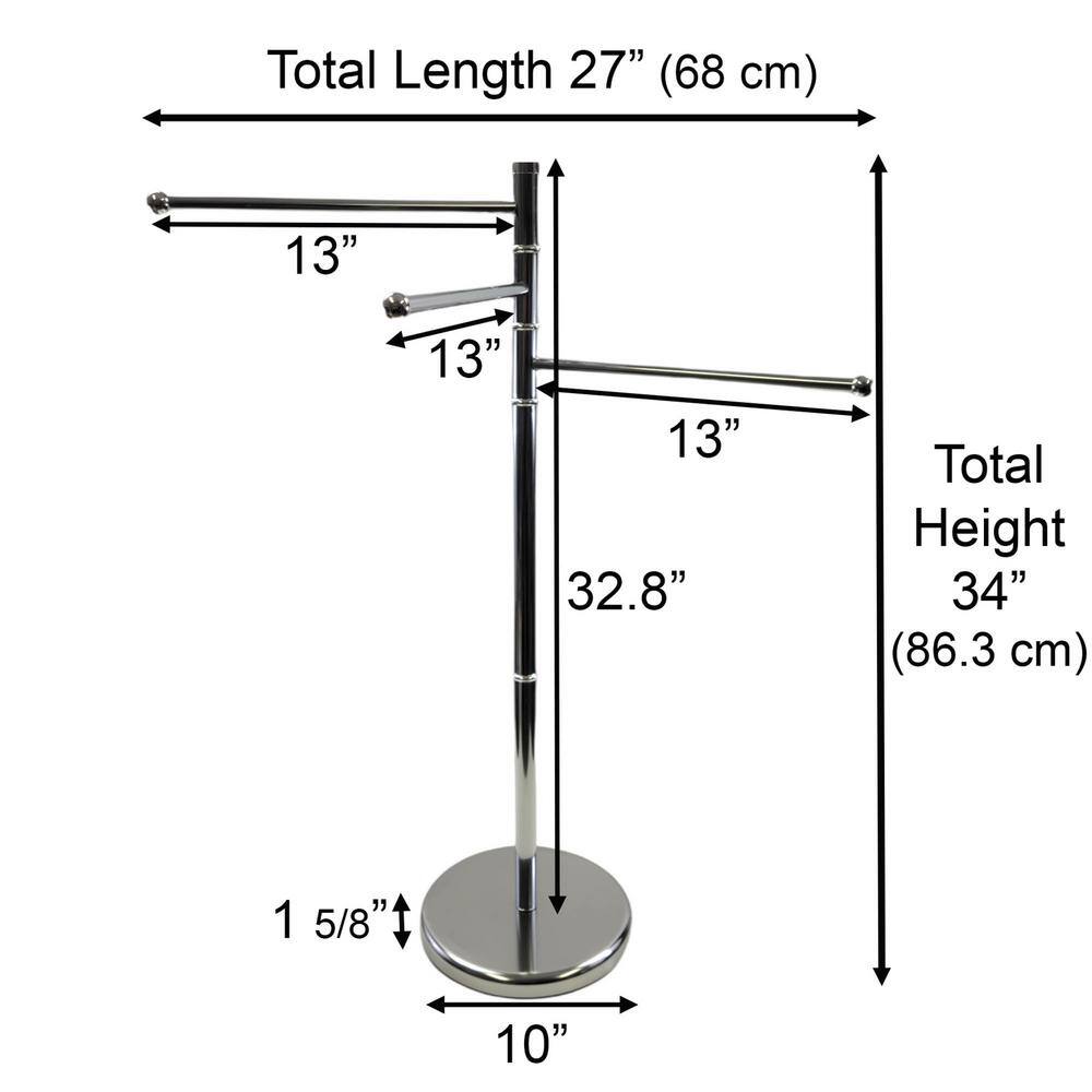 Stainless Steel Freestanding Towel Rack with 3 Swivel Arms