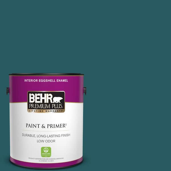 BEHR PREMIUM PLUS 1 gal. #PPF-56 Terrace Teal Eggshell Enamel Low Odor Interior Paint & Primer
