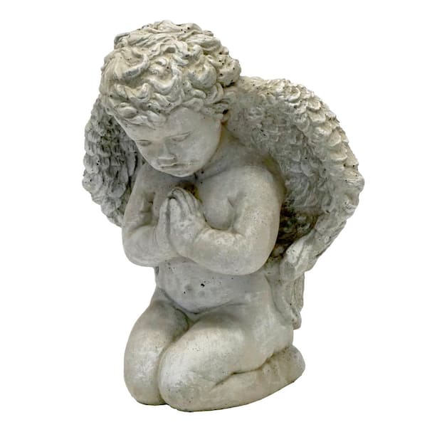 Athens Stonecasting Medium Praying Angel Concrete Garden Statue