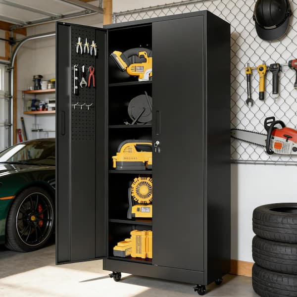 Damodpoy 71 Inch Freestanding Metal Storage Locker, Lockable Steel