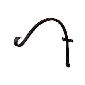 21 in. L Black Powder Coat Iron Wall Mounted Up Curled Bracket