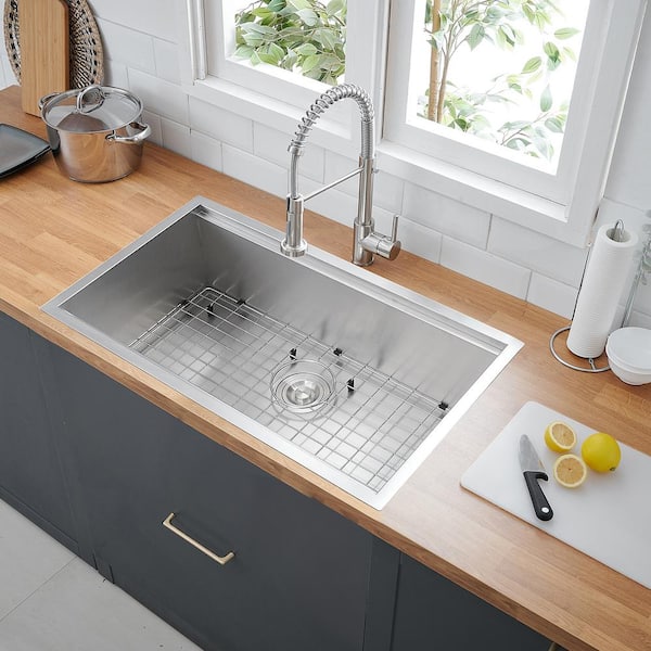 BWE 32 in. Drop-in/Undermount Single Bowl 18-Gauge Stainless