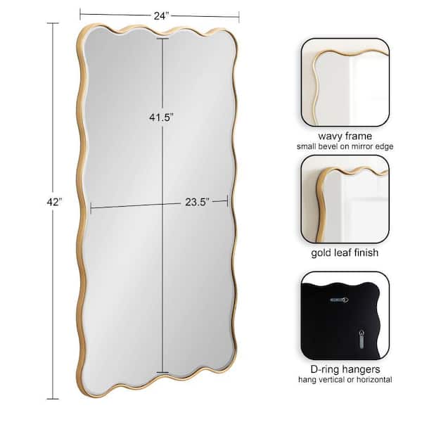 Viona Gold 24 in. W x 42 in. H MidCentury Scalloped Wood Wall Mirror