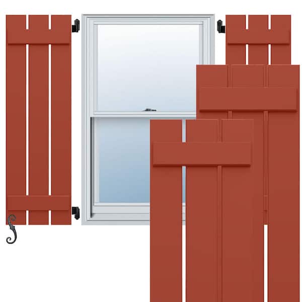 Ekena Millwork EnduraCore Three Board Spaced 17-1/8-in W x 52-in H Board and Batten Composite Shutters Pair in Colorful Leaves