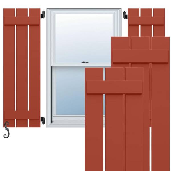Ekena Millwork EnduraCore Four Board Spaced 23-in W x 33-in H Board and Batten Composite Shutters Pair in Colorful Leaves