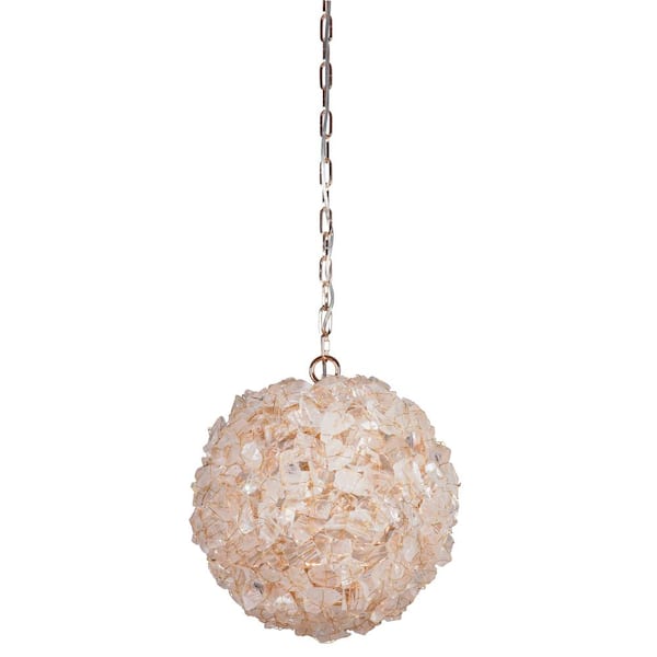 CRAFTMADE Roxx 100-Watt 1-Light Gold Finish Dining/Kitchen Island Pendant with Quartz Crystal Shade, No Bulbs Included