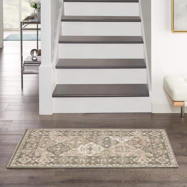 Grafix Green doormat 2 ft. x 4 ft. Center medallion Traditional Area Rug