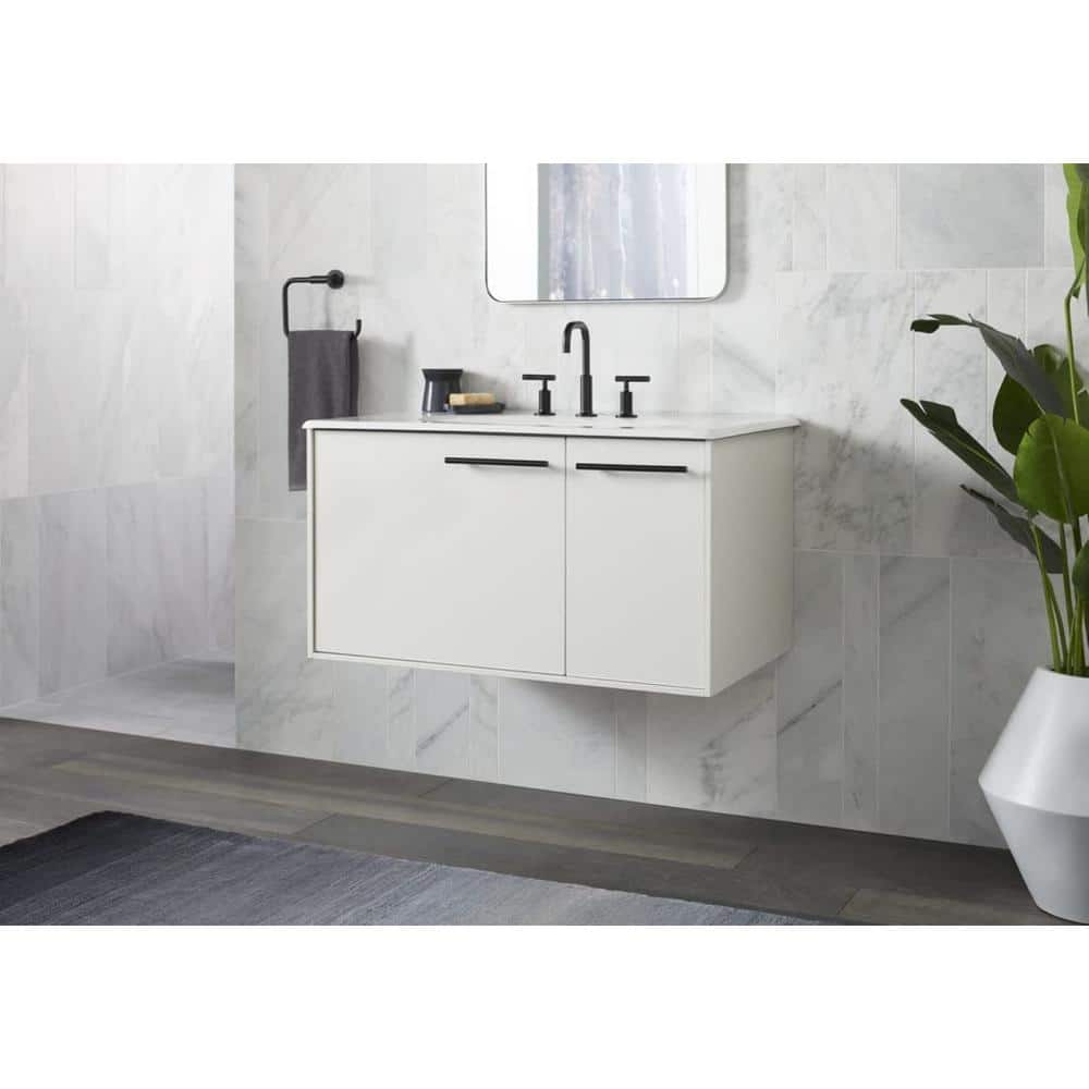 Matte Black 8.5" Ultra-Glide Ceramic Widespread Bathroom Faucet