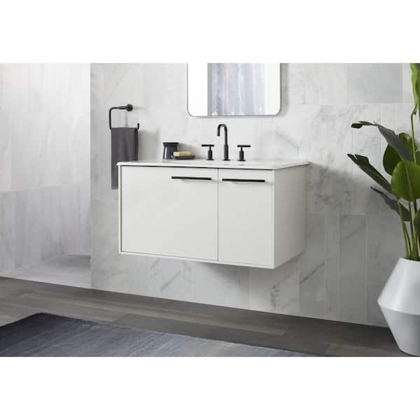 Purist 8 in. Widespread 2-Handle Bathroom Faucet with Lever Handles in Matte Black