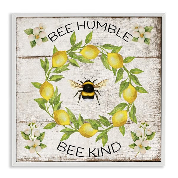 Stupell Industries Bee Humble and Kind Rustic by Creatif Belle White Framed Animal Giclee Art Print 12 in. x 12 in.