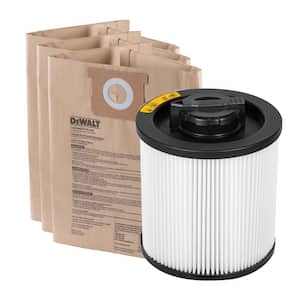 3-Pack Disposable Bag and Standard Cartridge Filter Combo Pack for 6-10 Gallon Wet/Dry Vacuums