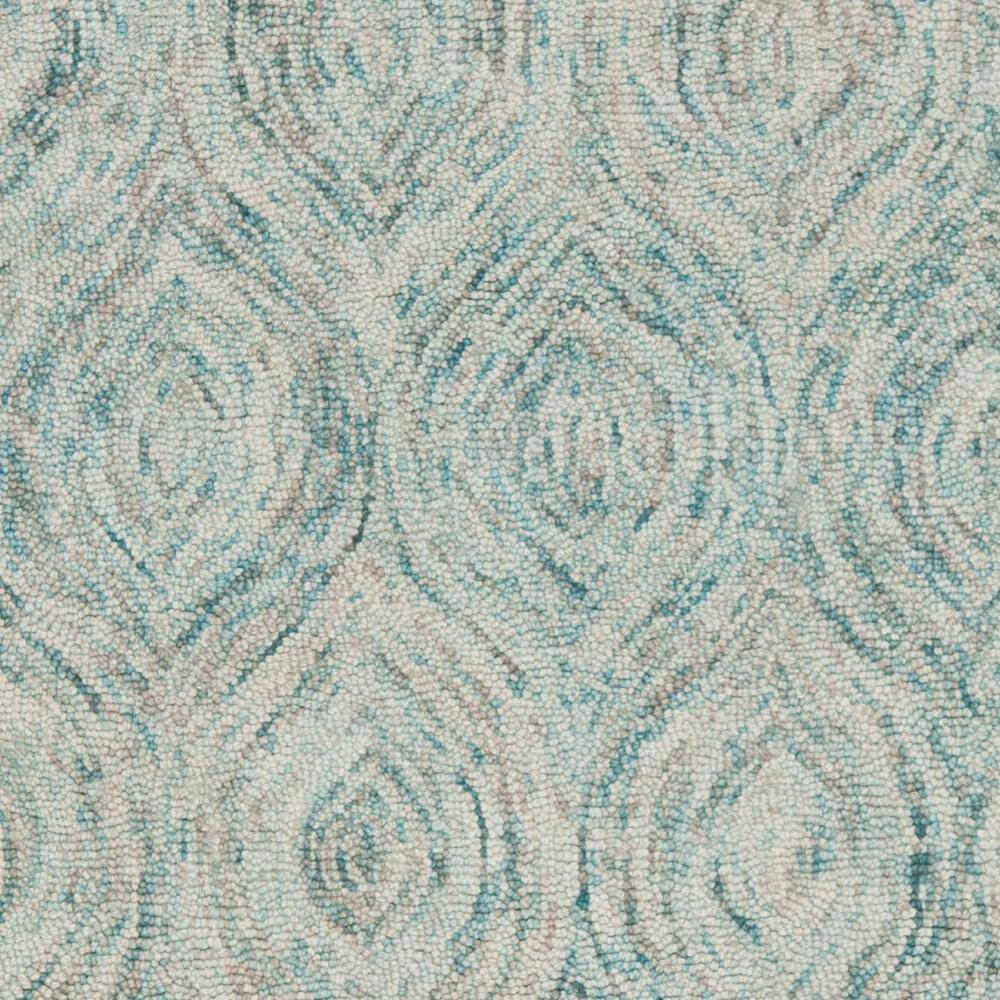 Ivory and Sea Blue Hand-Tufted Wool Area Rug, 5' x 8'