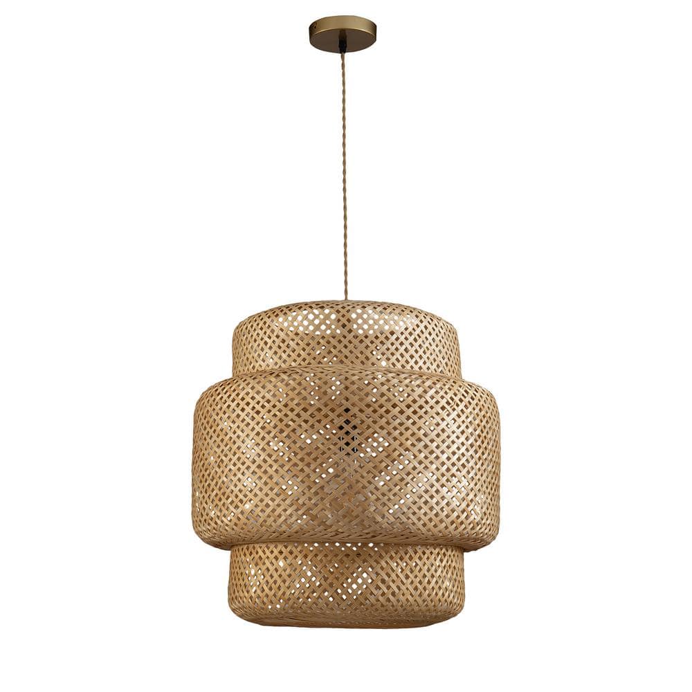 Drusilla 20" Handcrafted Rattan Pendant Light in Natural Brown