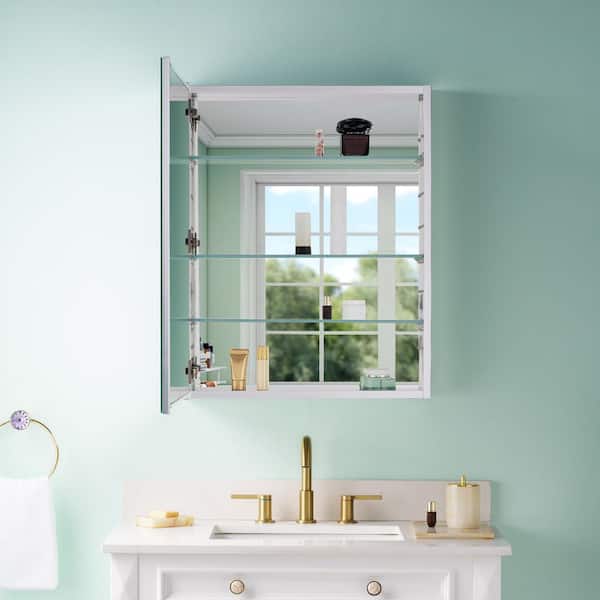 24 in. W x 30 in. H Medium Rectangular Aluminum Recessed/Surface Mount Medicine Cabinet with Mirror