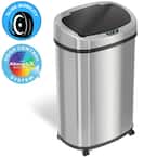 13 Gal. Stainless Steel Touchless Sensor Trash Can with Odor Control System and Removable Wheels