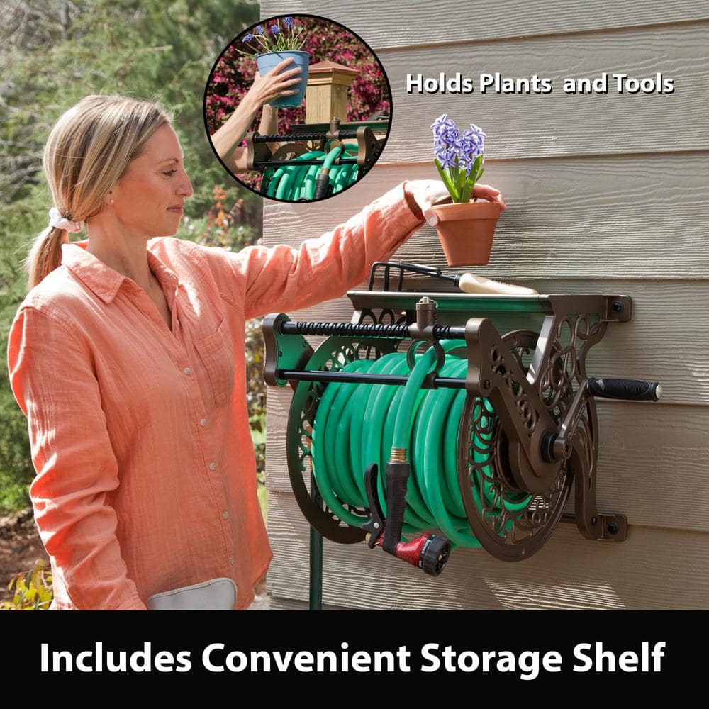 Bronze Aluminum Decorative Wall Mount Garden Hose Reel