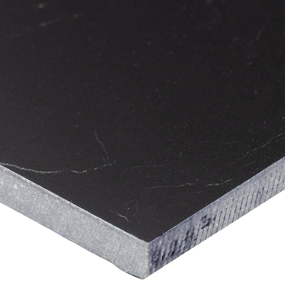 Grace Black Polished Porcelain Marble Look Tile 12" x 24"