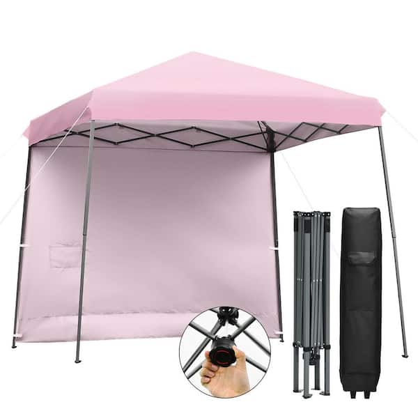 Gymax 10 ft. L x 10 ft. L Pop Up Tent Slant Leg Canopy W/Detachable Side Wall Pink